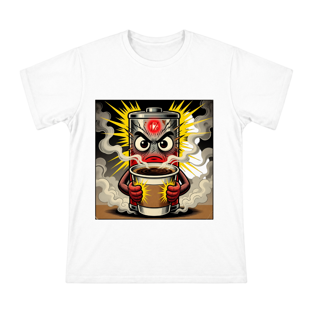 1% Battery Life Retro Comic Character Men's Short Sleeve T-Shirt front [ai-pod:4ed0ac4794fb7339ea3abf13cbc6c5a1]