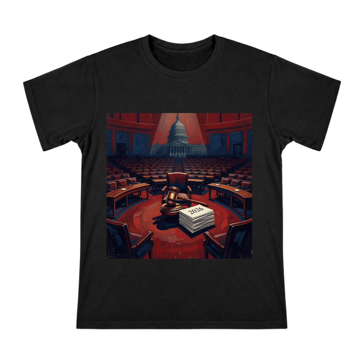 2026 Gavel and Ballot Illustration Men's Short Sleeve T-Shirt front [ai-pod:905185f4bd4152d493092afbcd5ed148]