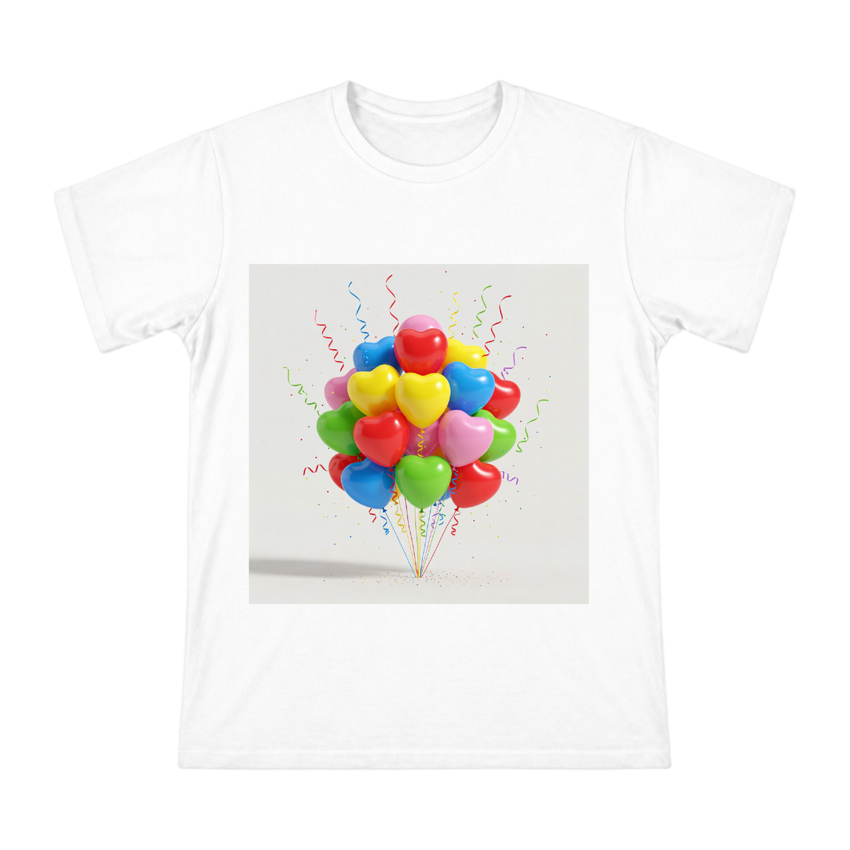 Colorful Heart Balloons and Ribbons Celebration Pattern on Men's Short Sleeve T-Shirt front [ai-pod:21c9c7d84b9498cd584189ebce2ffae1]