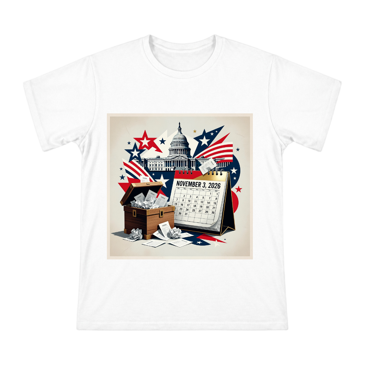 2026 Midterm Election Countdown Vintage Poster Men's Short Sleeve T-Shirt front [ai-pod:cb4f7567c2da7c7e696e954c37052a2a]