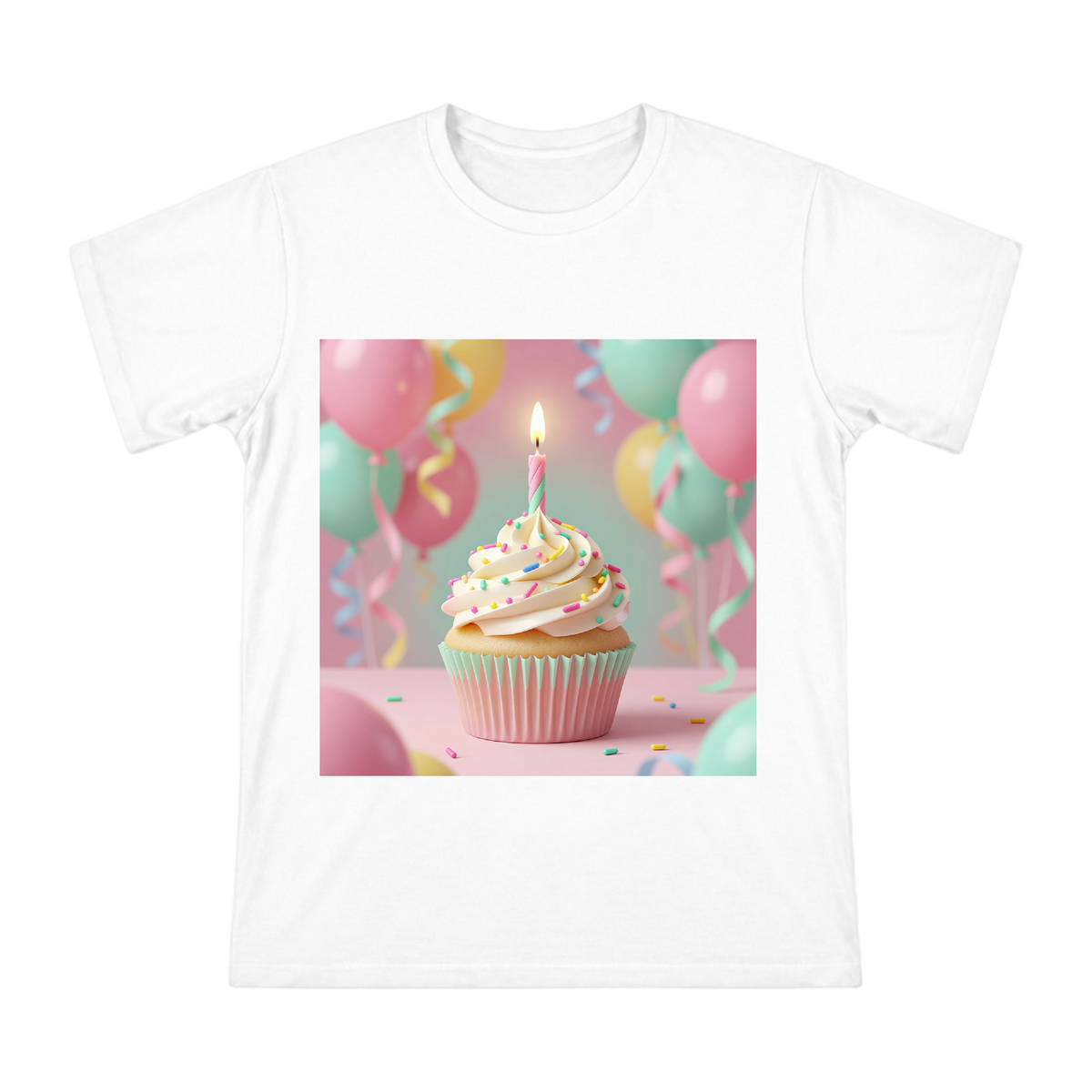 Sweet Birthday Cupcake Print on Men's Short Sleeve Cotton T-Shirt front [ai-pod:338d9457924d0e042af8fbd1ee75e14f]