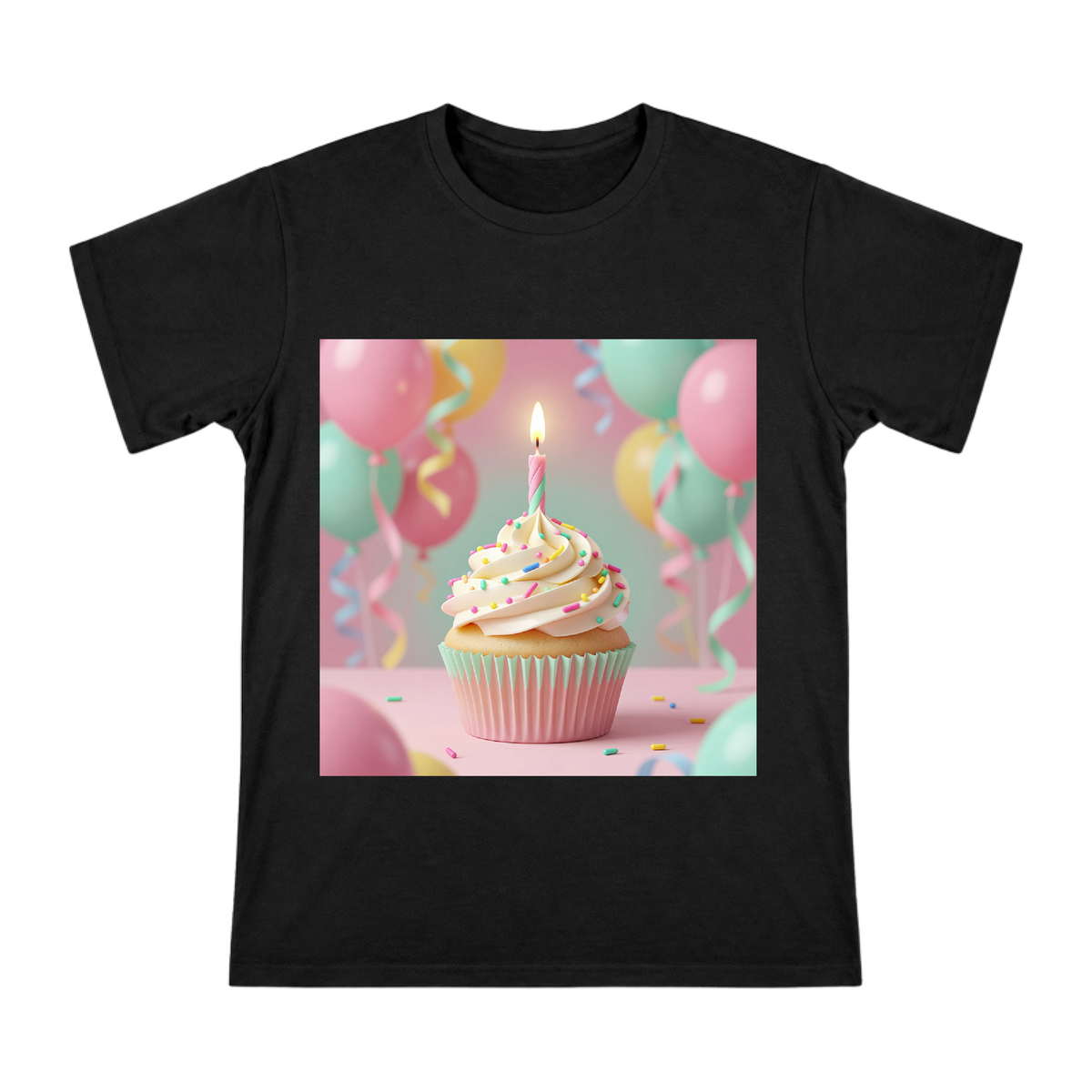 Sweet Birthday Cupcake Print on Men's Short Sleeve Cotton T-Shirt front [ai-pod:456e34dda8acf4df1029d013ef6d7c4d]