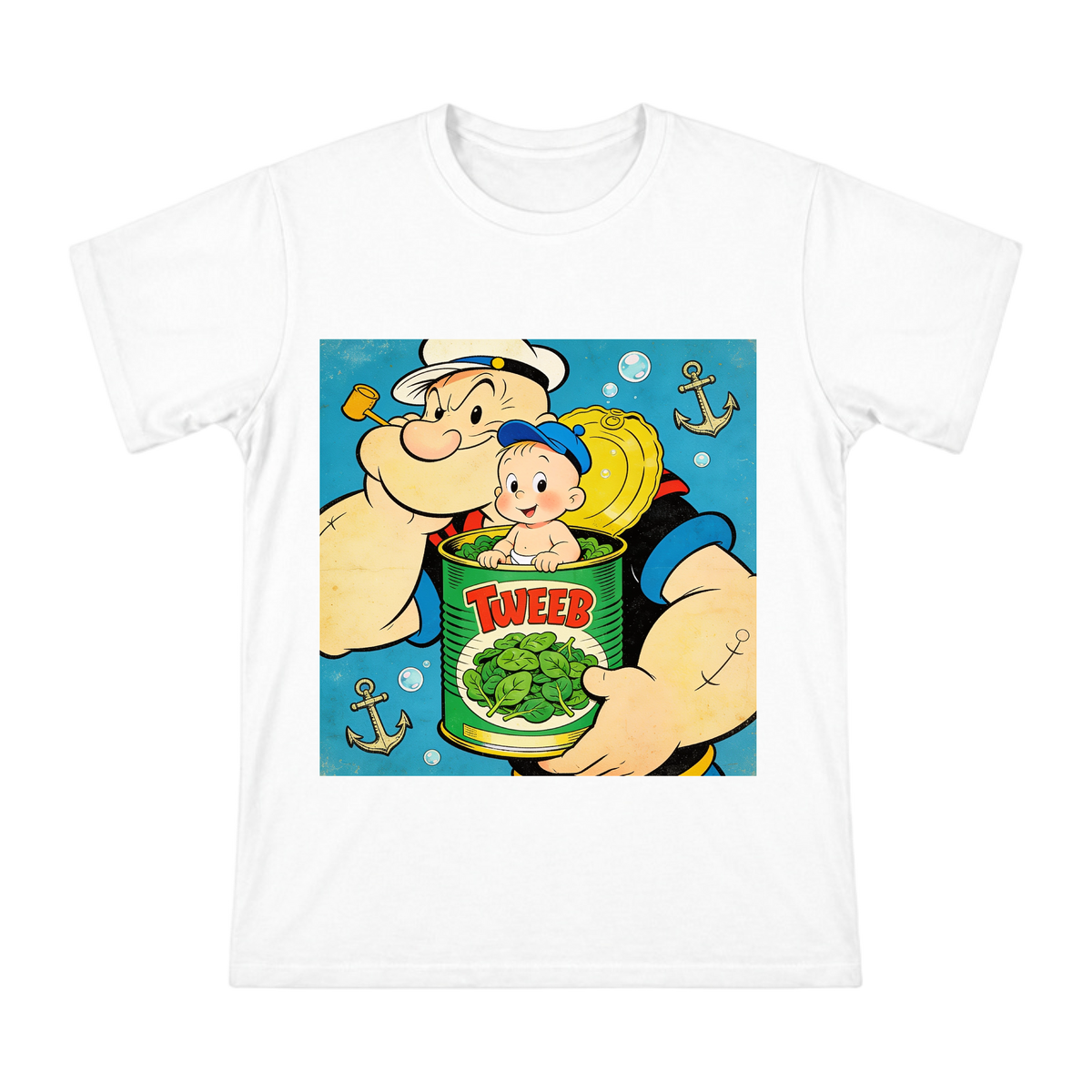 Popeye and Baby Olive Oil Can Retro Illustration Men's Short Sleeve T-Shirt front [ai-pod:7c4e1a988acc9794577efdcb5f93860d]