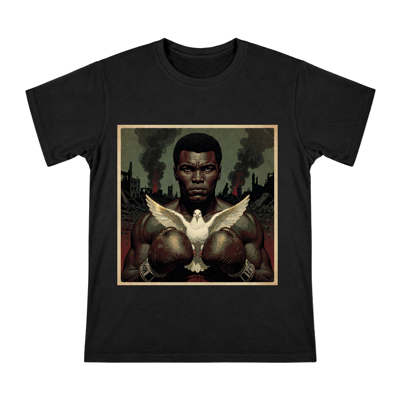 Boxer and Dove Vintage Poster Art Men's Cotton T-Shirt front [ai-pod:afcedb14cc3ca8d24a17579fb49b2542]