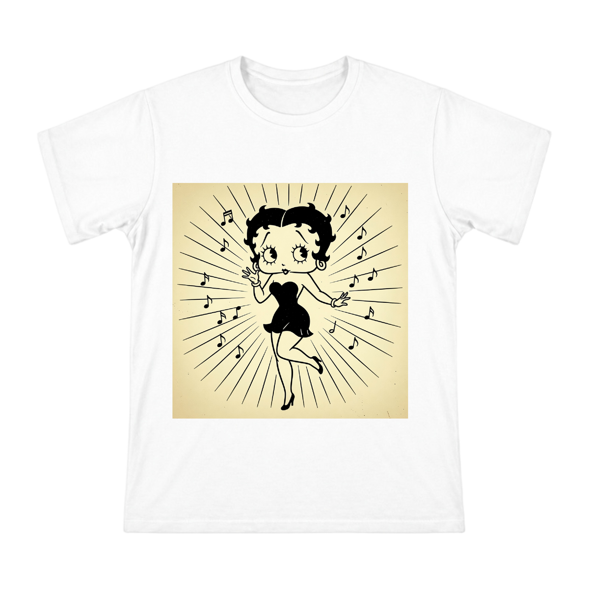 Retro Betty Boop Jazz Pop Radiating Lines Men's Cotton T-Shirt front [ai-pod:369a1ff4b9c6dbb20db608597cd88ca6]