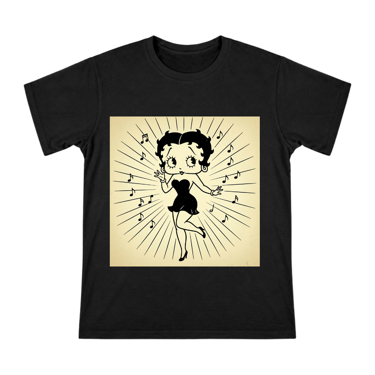 Retro Betty Boop Jazz Pop Radiating Lines Men's Cotton T-Shirt front [ai-pod:e5c8c7c8d1dae8e9b513a2436a58910b]