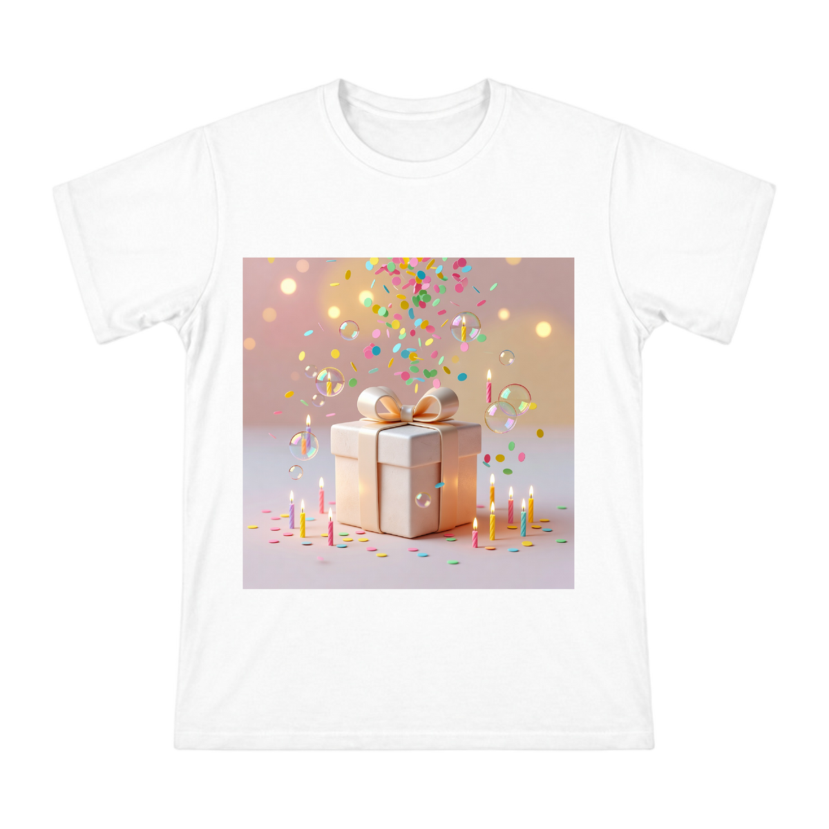 Birthday Gift Box and Candles Custom Men's T-Shirt front [ai-pod:f62b07a5a63b616edc1cb5e8fe7e3b75]