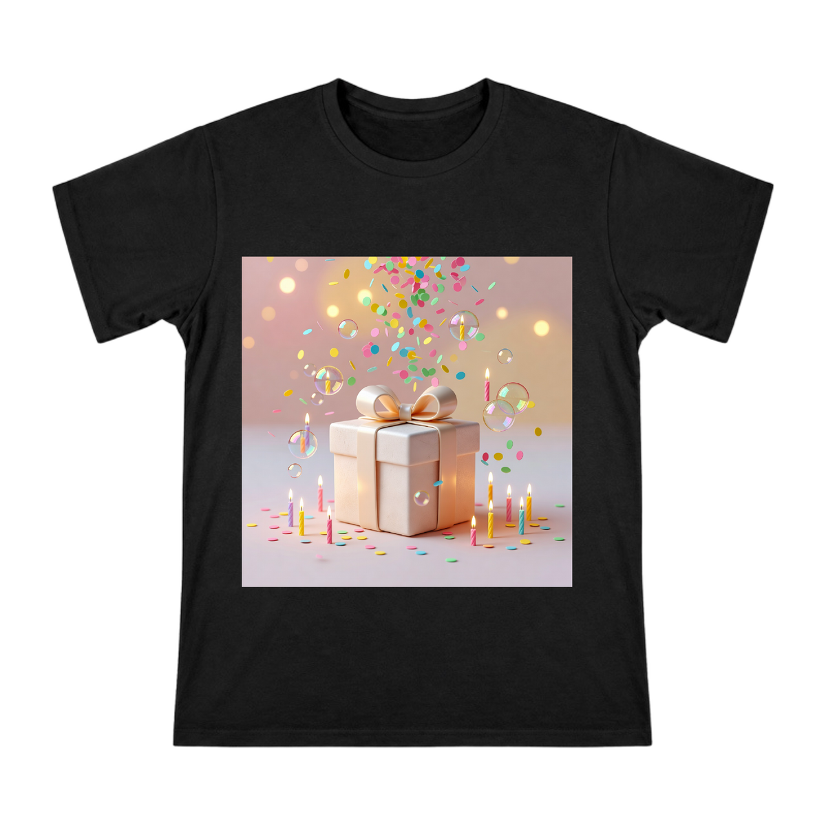 Birthday Gift Box and Candles Custom Men's T-Shirt front [ai-pod:90cc0f2612af1f6f5fe9cf0adbd7a678]