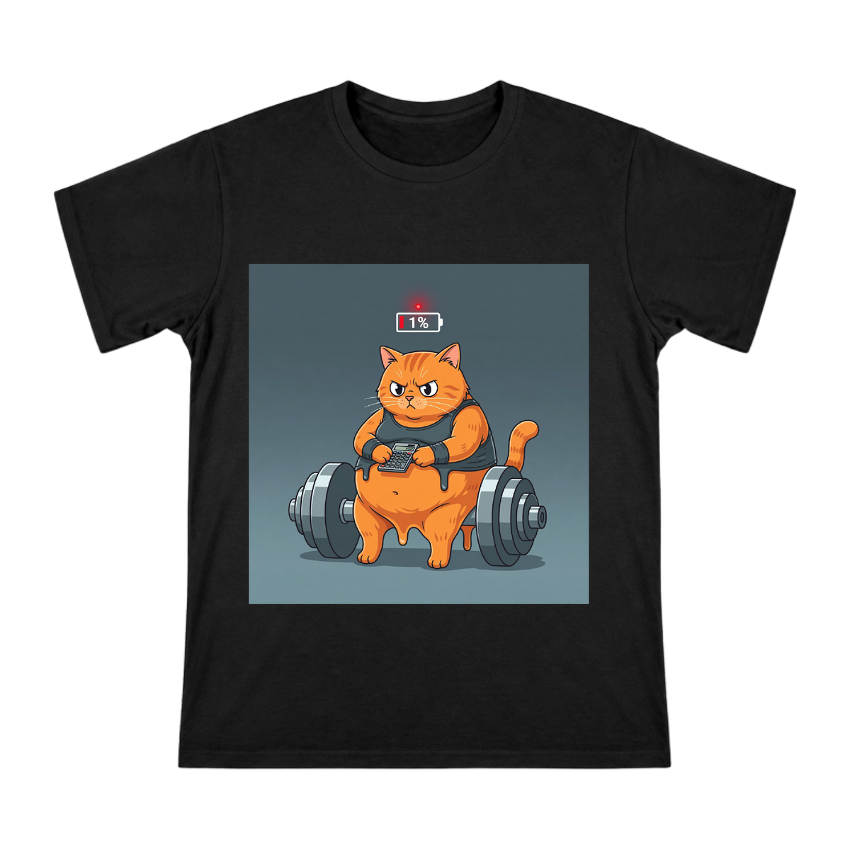 Calorie-Calculating Slumped Orange Cat Graphic Men's Short Sleeve T-Shirt front [ai-pod:c77bd1a881fee2f88b7dfb5c51d5d09b]
