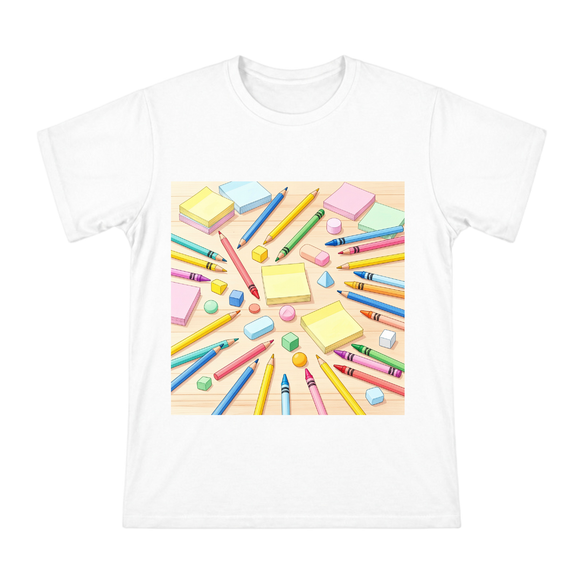 Colorful School Supplies Illustration Men's Short Sleeve T-Shirt front [ai-pod:6f74ae841275aa9b04520a1ed6c61cb4]