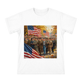 Veterans Parade with American Flag Heavyweight Cotton T-Shirt front [ai-pod:2f4e8ed2601a80b577213a07d76b22d1]