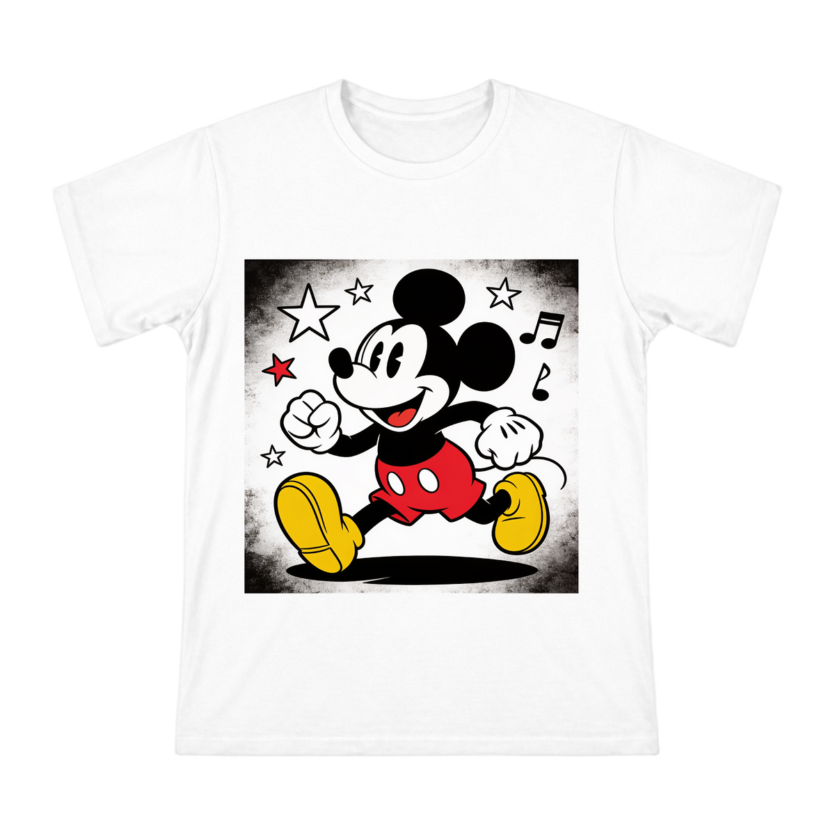 Retro Mickey Mouse Jumping Print T-Shirt front [ai-pod:0627bc77aad59e858e5e689e3b8c2acf]