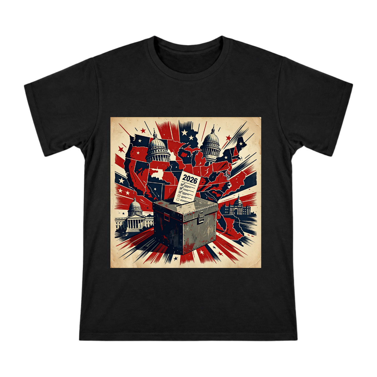 2026 Retro Metal Ballot Box Illustration Men's Heavyweight Cotton T-Shirt front [ai-pod:fc9f3acbe6632ee13418a454448aa3ff]