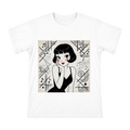 Vintage Jazz Diva with Abstract Musical Notes Men's Short Sleeve T-Shirt front [ai-pod:b408edf30f781e9e3bf8e86dcece5295]