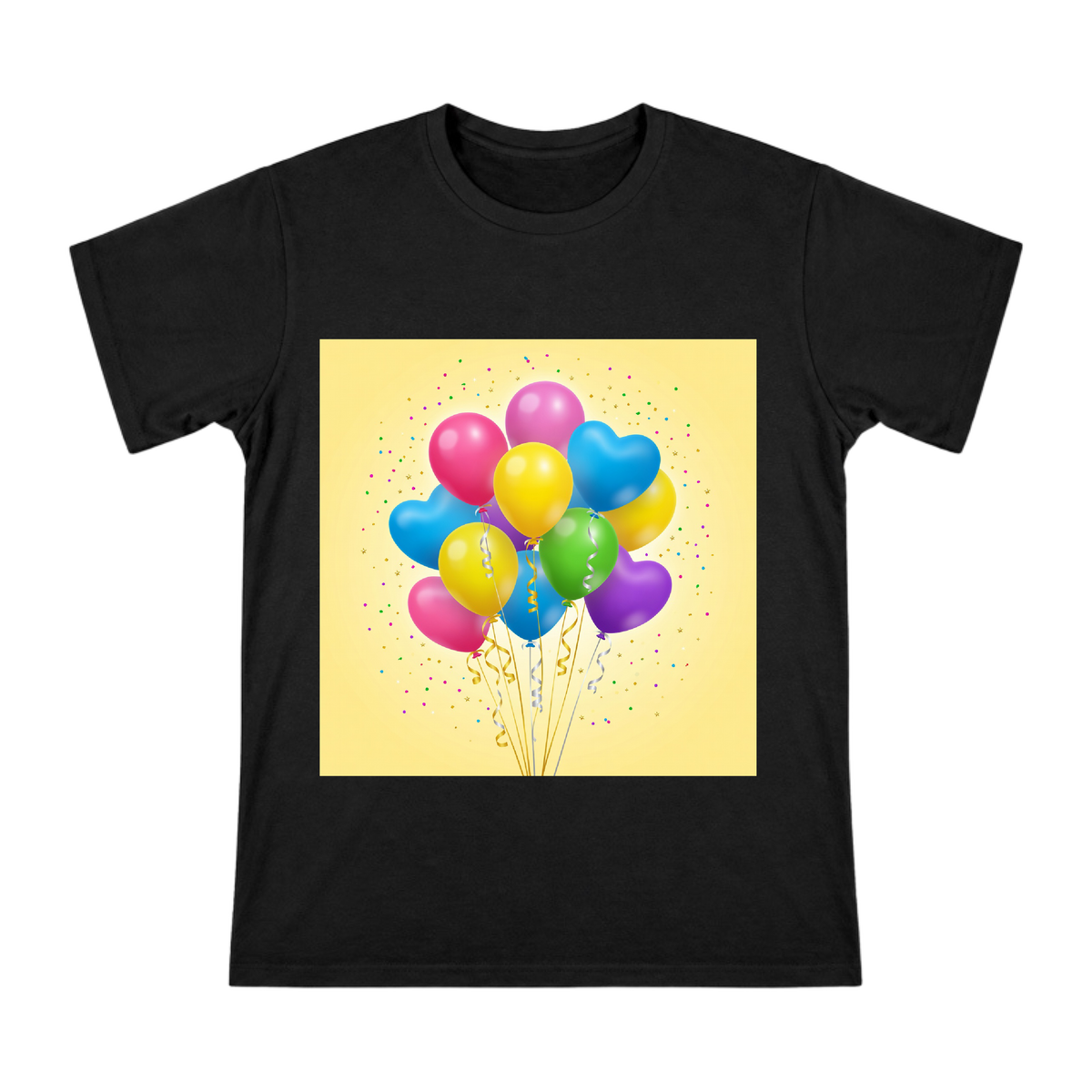 Colorful Birthday Balloons and Ribbons Men's Cotton T-Shirt front [ai-pod:bffe323a49313e7223f65fc48ec3ec69]