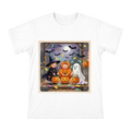 Halloween Trio: Witch, Pumpkin, and Ghost Illustration T-Shirt front [ai-pod:e0446599cf6fad30085fbe59bceec7be]