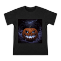 Glowing Blue Fire Pumpkin Lantern Illustration Men's Cotton T-Shirt front [ai-pod:1b0811365d28b70343d1b25572afb6b4]