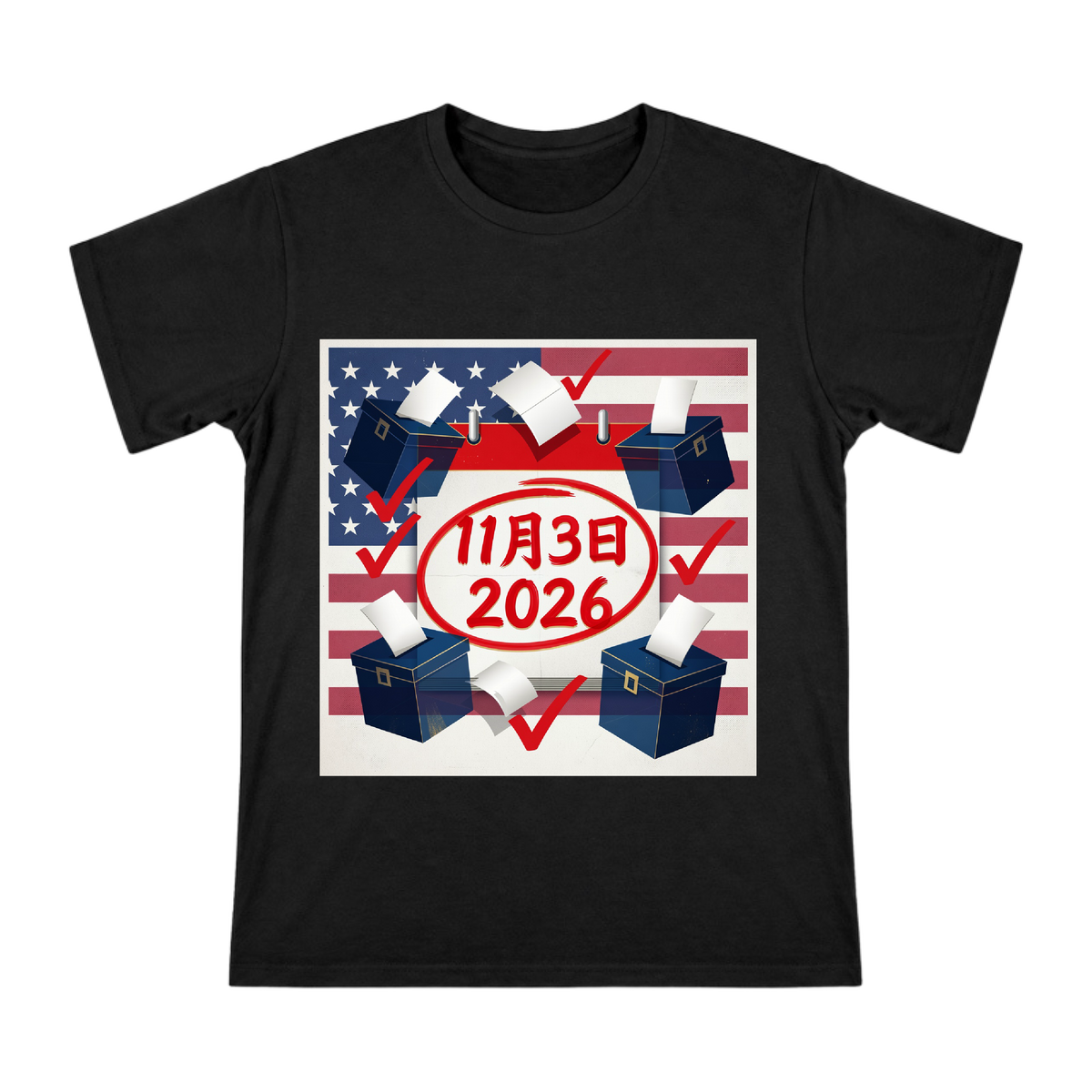 2026 US Election Day Calendar Illustration Men's Short Sleeve T-Shirt front [ai-pod:90c203f0573080a0098d00b5fe257505]