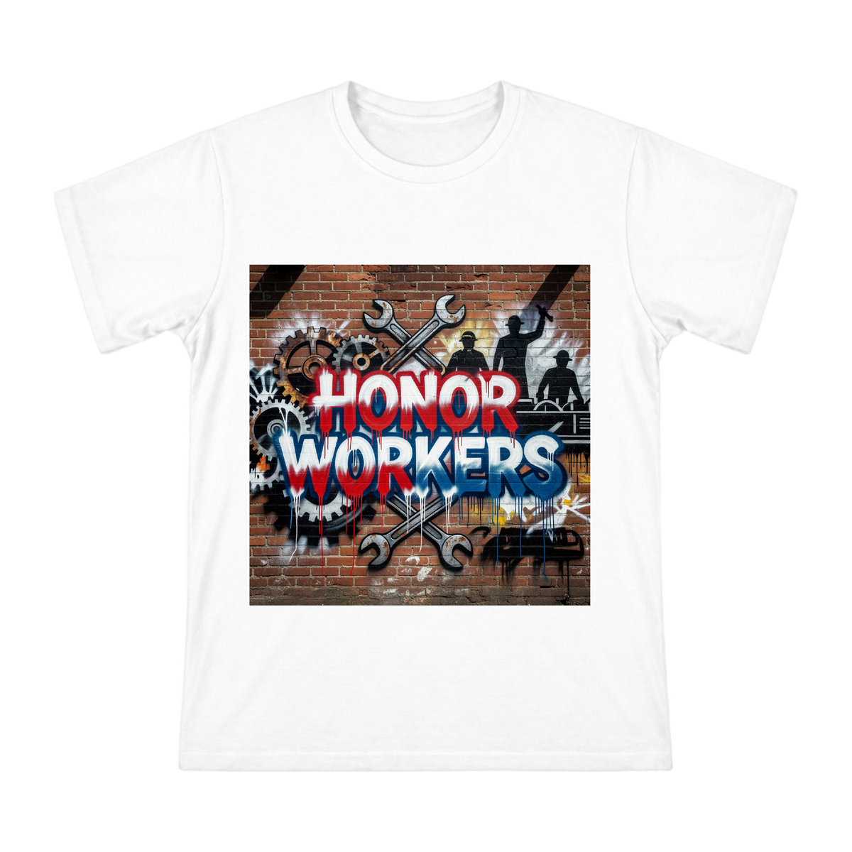 Honor Workers Industrial Graffiti T-Shirt front [ai-pod:2f4876283ea0f7df005ff55b81c58be4]