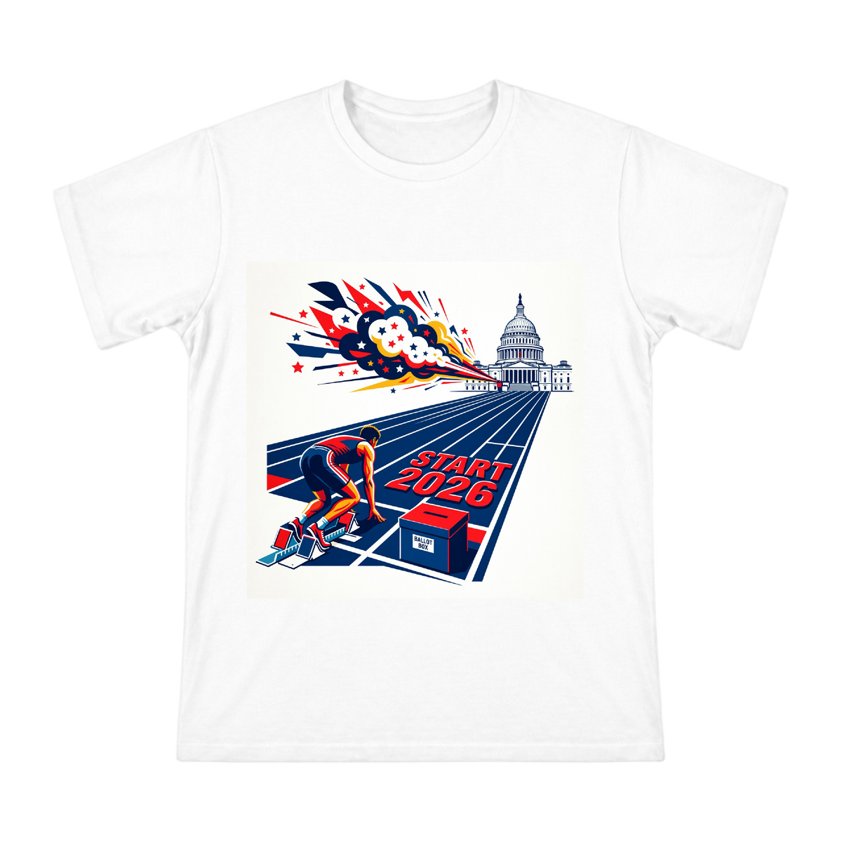 2026 Democratic Campaign Retro Pop Art Men's Short Sleeve T-Shirt front [ai-pod:d6e0541ad1aa8e47d253ecc68fe105c7]
