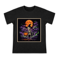 Witch Skeleton with Pumpkin Lantern Under Orange Moon Men's Short Sleeve T-Shirt front [ai-pod:ce340478194d470c0afc03545fcecc90]