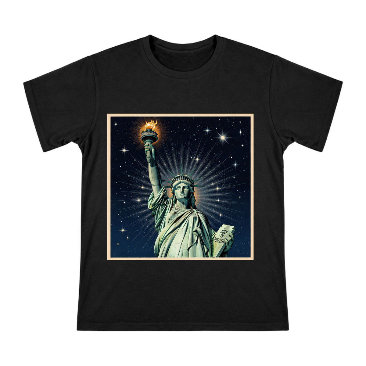 Statue of Liberty Torch Vintage Print Men's Short Sleeve T-Shirt front [ai-pod:def280092e0df43f8cfd703416f3f981]