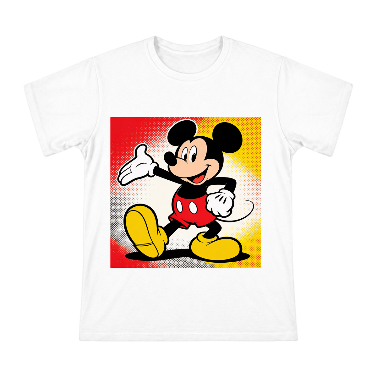 Classic Retro Mickey Mouse Waving Illustration Men's Cotton T-Shirt front [ai-pod:ae85f69632e7d14bdb8d1b5b6fd8e3df]