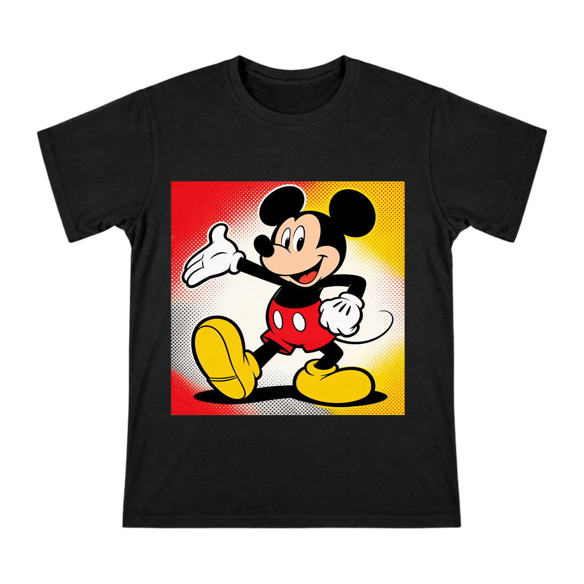 Classic Retro Mickey Mouse Waving Illustration Men's Cotton T-Shirt front [ai-pod:f60bf92f32b978e8fa577de097cbdd26]