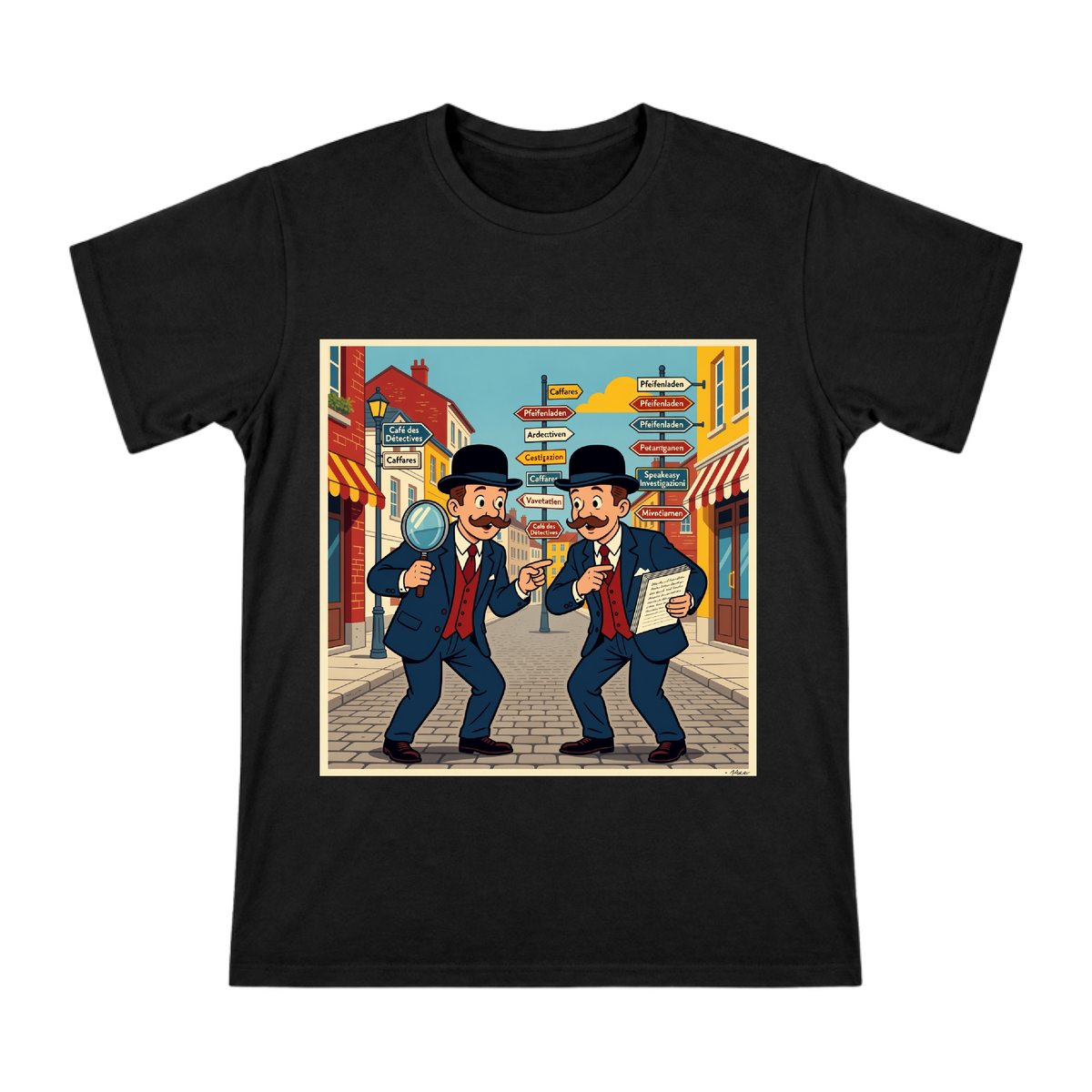 Detective Twins Art Men's Custom Cotton T-Shirt front [ai-pod:acac0c5ec42494f0293c27f336279ca2]
