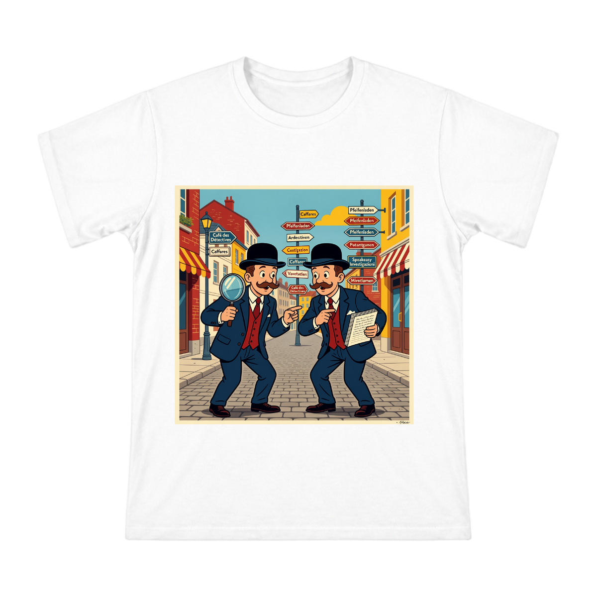 Detective Twins Art Men's Custom Cotton T-Shirt front [ai-pod:33adb0550b53b57512f7ae0cac73b20d]