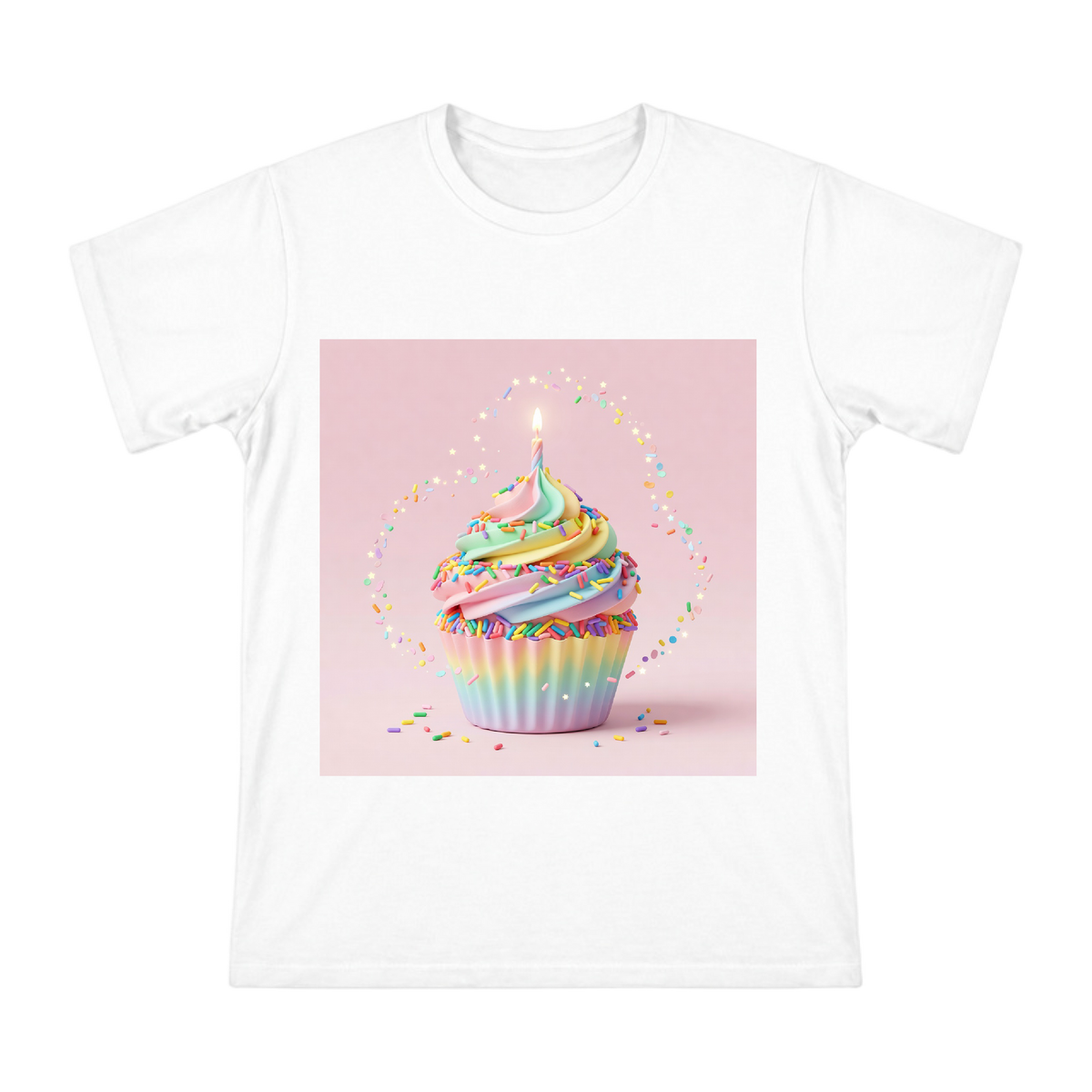3D Rainbow Sprinkle Cupcake Men's Short Sleeve T-Shirt front [ai-pod:0275654e12397f4f05acfa94904ad518]