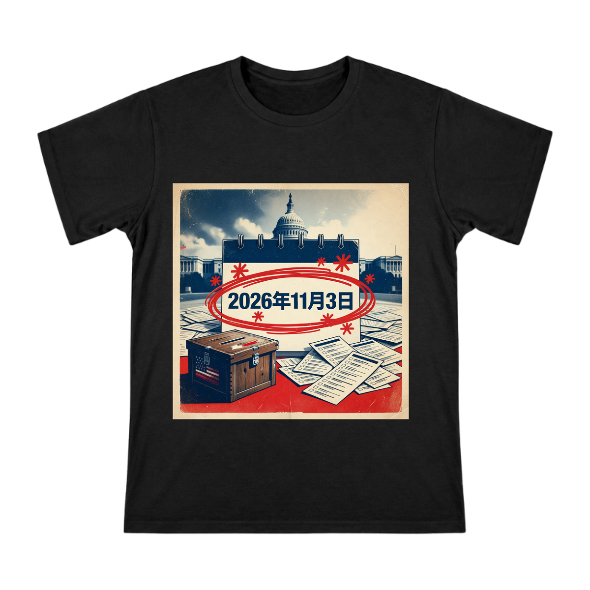 2026 Midterm Election Retro Political Poster Men's Short Sleeve T-Shirt front [ai-pod:b66b45dca3b03b67654a7edc8cc99bcf]