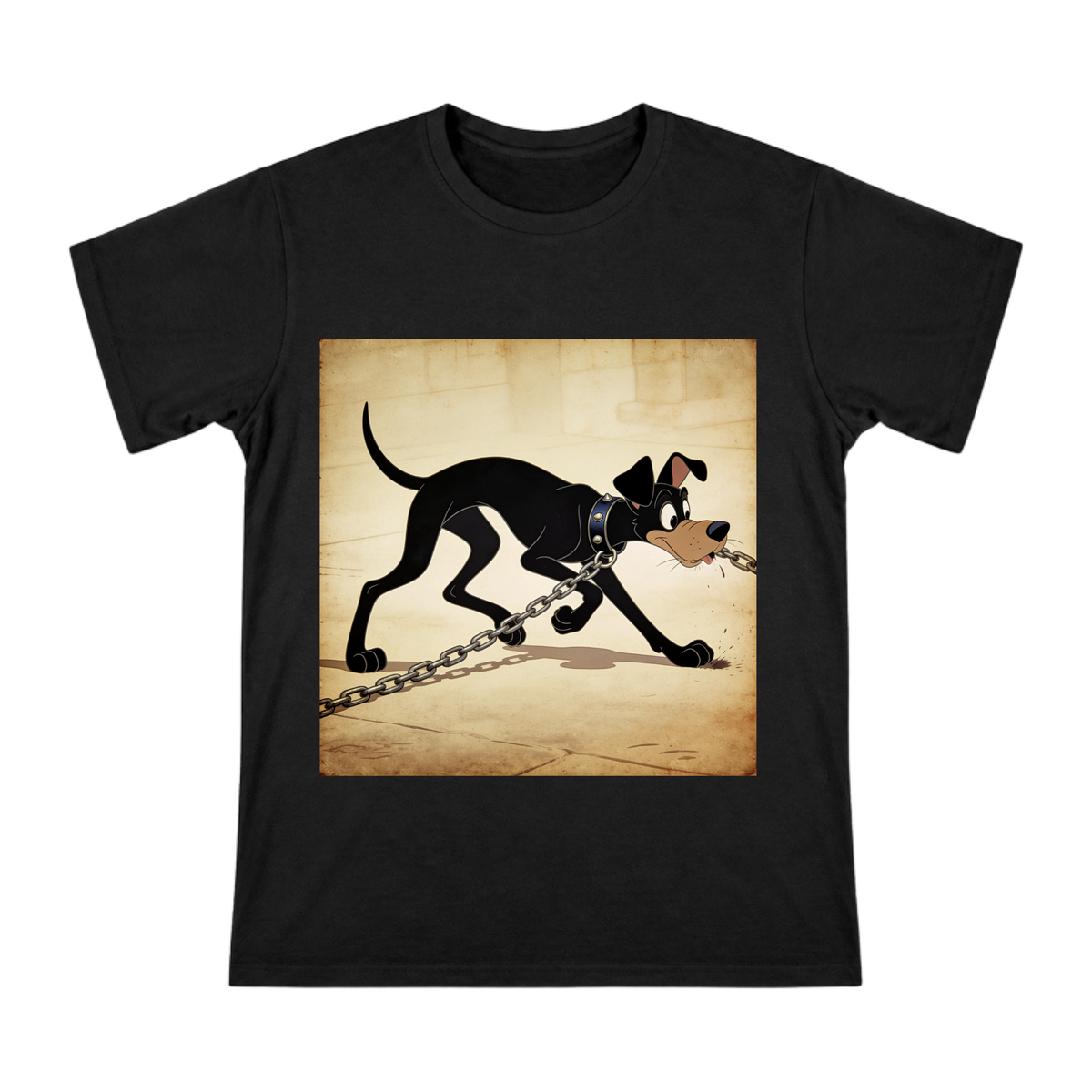 Vintage 1930s Rubber Hose Black Police Dog T-Shirt front [ai-pod:537529b9c6339fe5172d58a4e7520693]