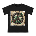 Rust and Renewal: Reconstructed Peace Symbol T-Shirt front [ai-pod:9732ef5aa3ef26bd66d1666a4efabf63]