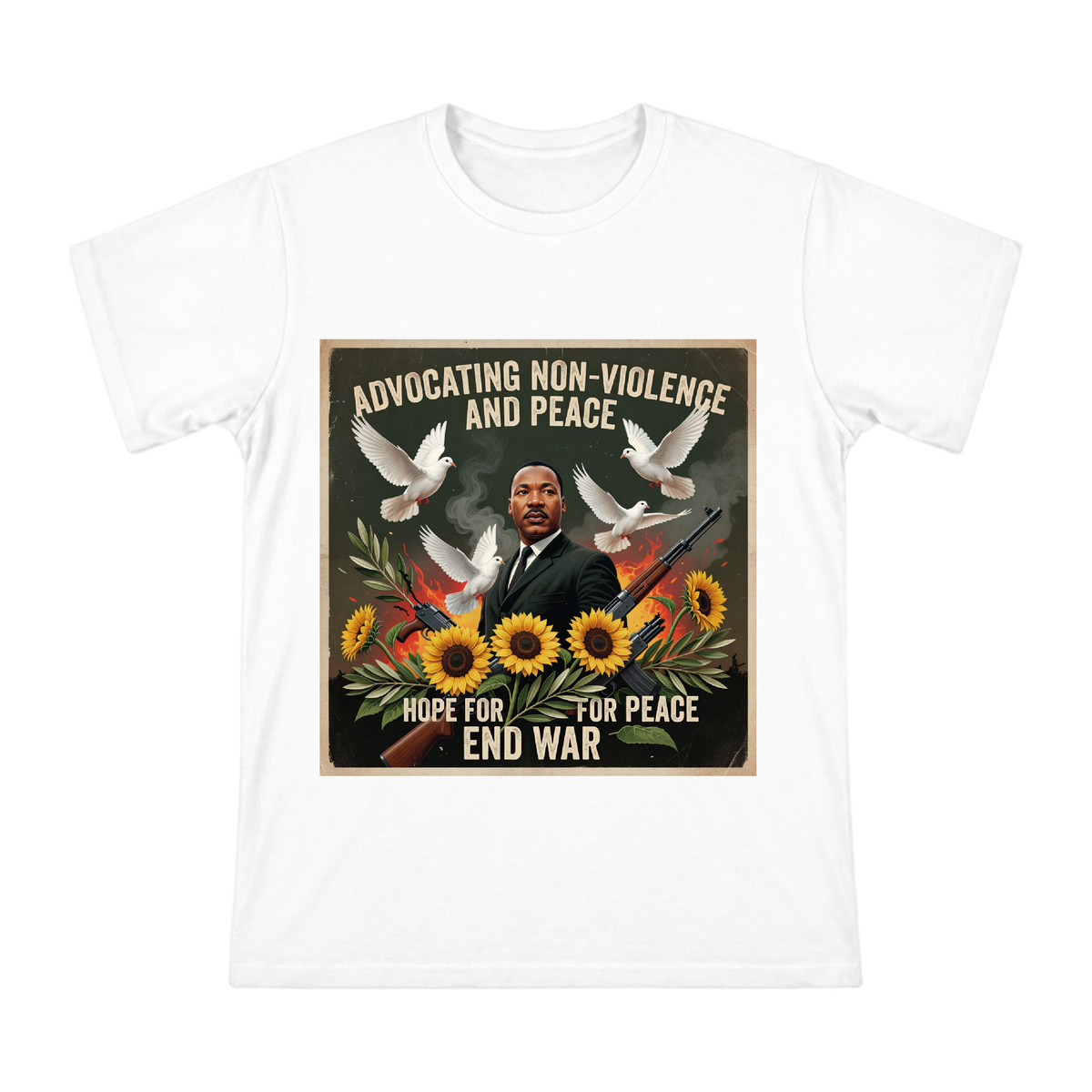 Martin Luther King Anti-War Peace Declaration T-Shirt front [ai-pod:ca223a4a2e720eb4e41f9c42869b6b7d]