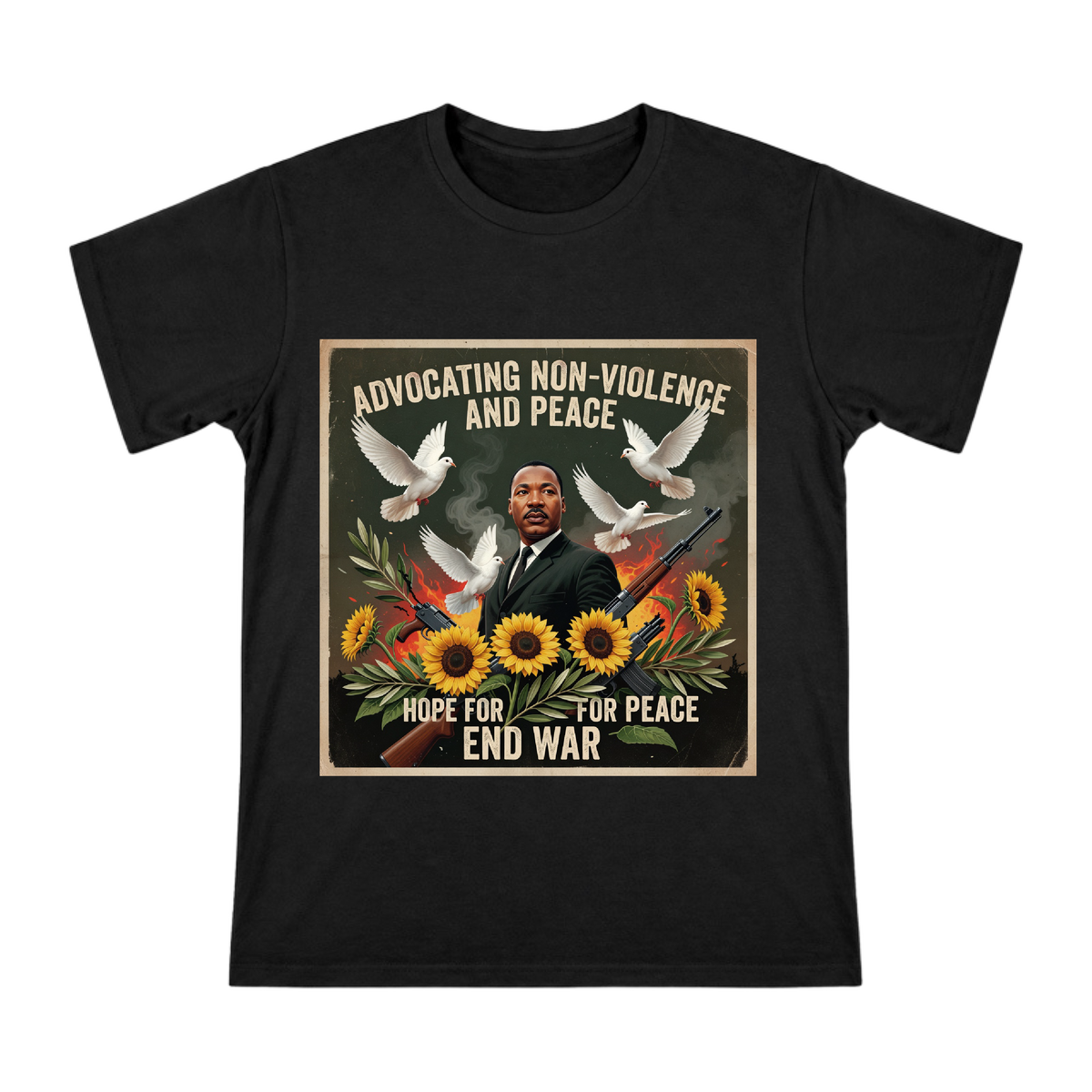 Martin Luther King Anti-War Peace Declaration T-Shirt front [ai-pod:33cf78e1ae7ff8fe357b3e3b5006c0a5]