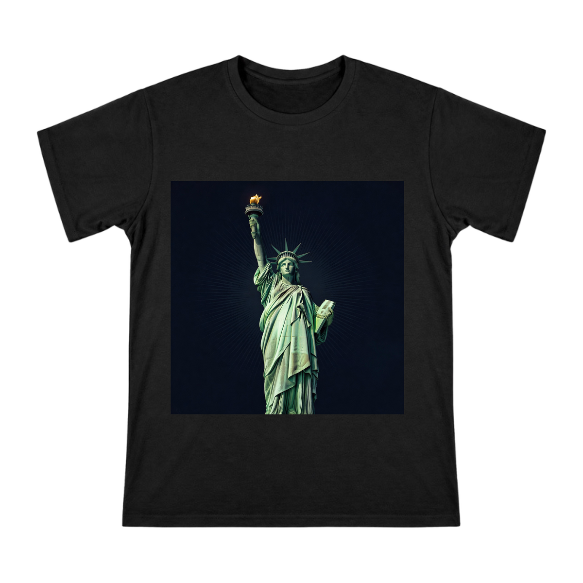 Statue of Liberty Vintage Poster Men's Cotton T-Shirt front [ai-pod:f35647171f46eb678ee06b2ab6faf7d4]