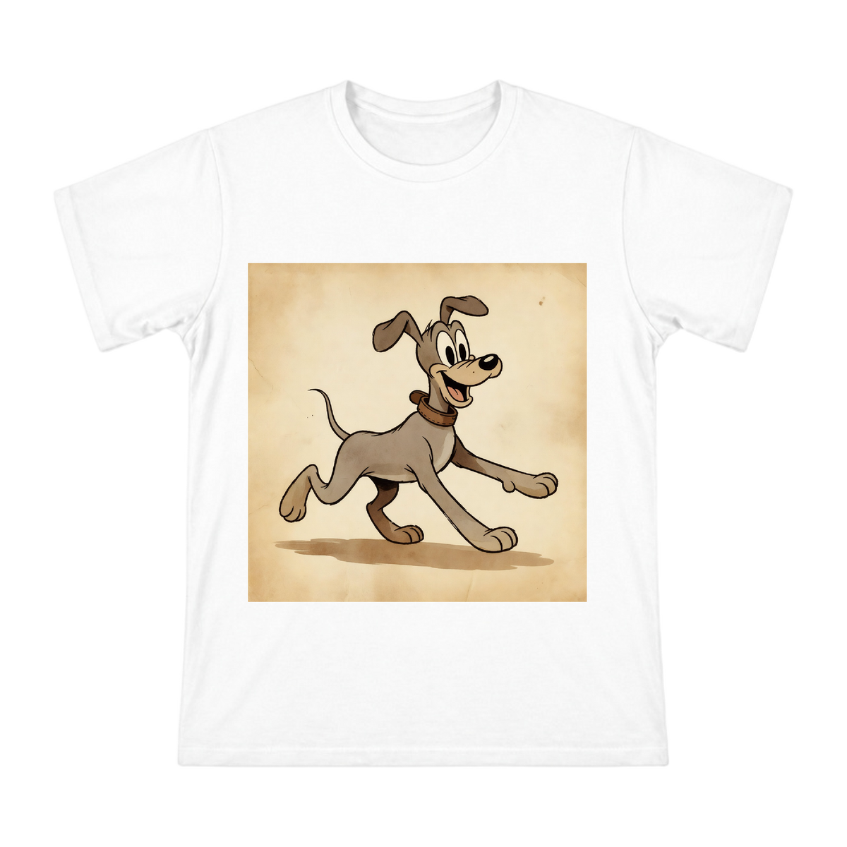 Retro Rubber Hose Happy Running Dog Men's Short Sleeve T-Shirt front [ai-pod:dd2a75d43714891c3d554434d918d348]