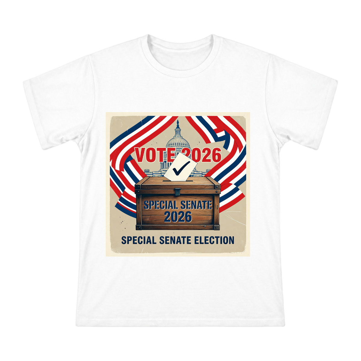2026 Special Senate Election Retro Voting Box Illustration Men's Heavyweight Cotton T-Shirt front [ai-pod:a94f505bd301ebd28613b0e183e11151]
