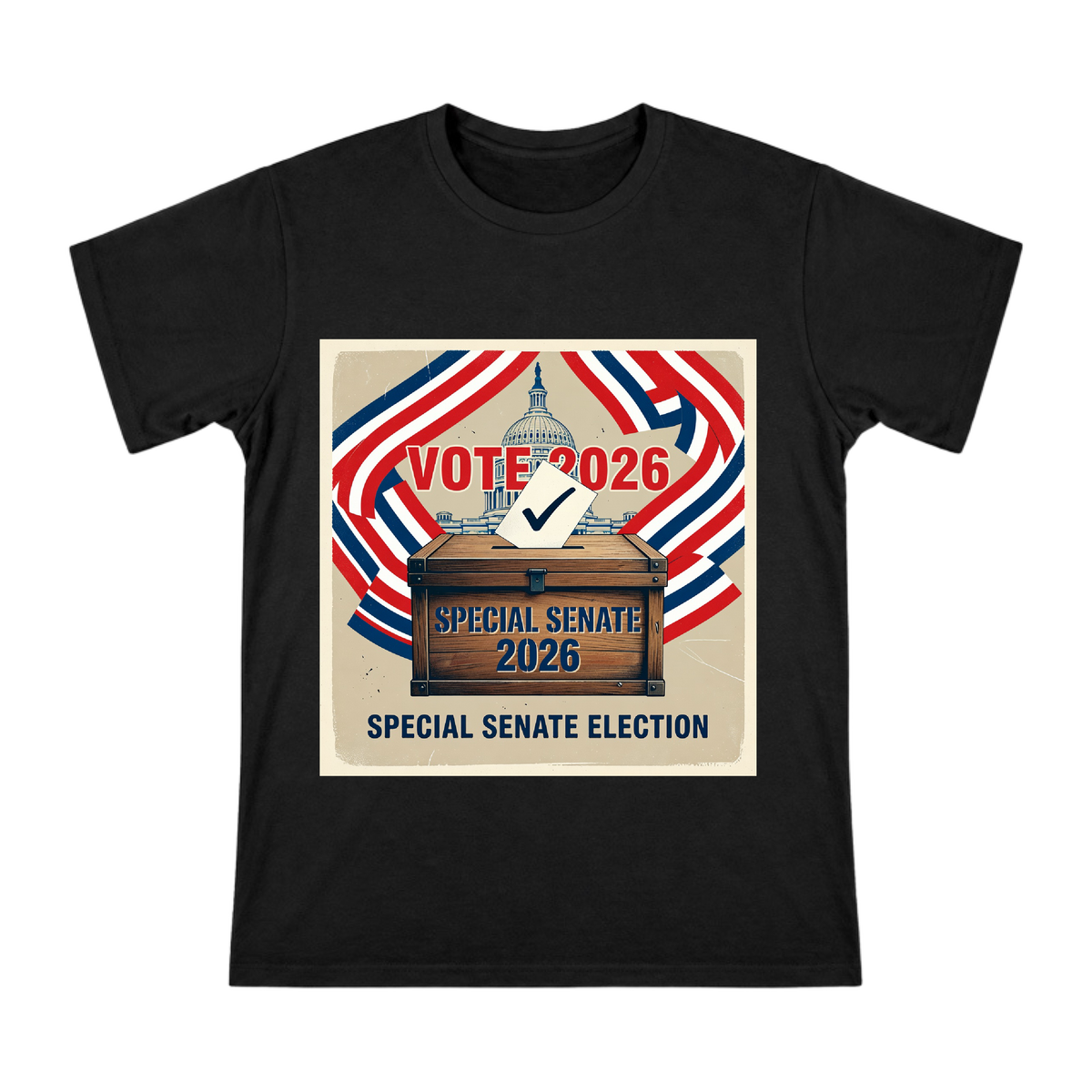 2026 Special Senate Election Retro Voting Box Illustration Men's Heavyweight Cotton T-Shirt front [ai-pod:0138ed170c1b426458dabdd767147115]