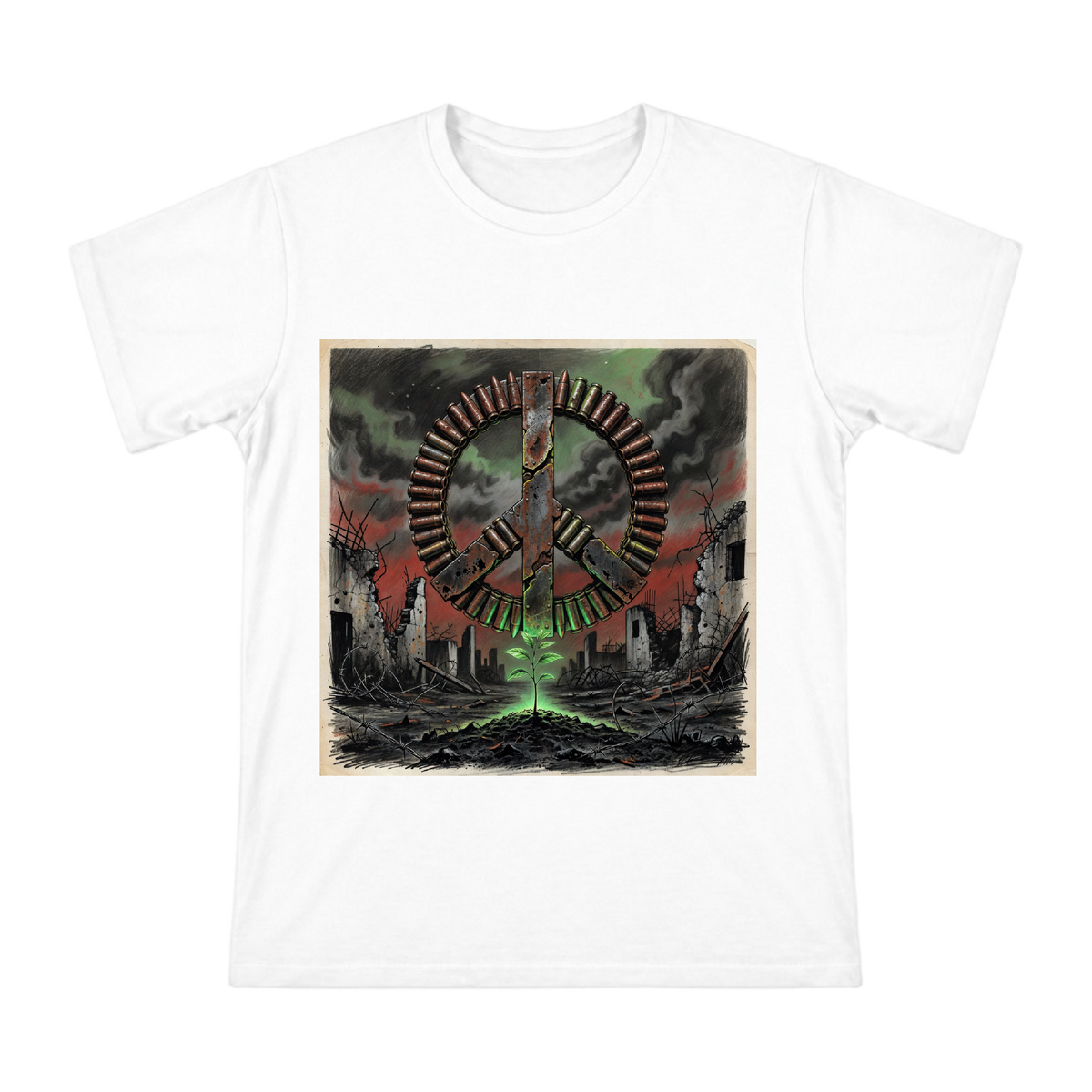 Wasteland Shell Peace Sign Men's Custom Short Sleeve T-Shirt front [ai-pod:fec502600983c2737e949e12b8087369]