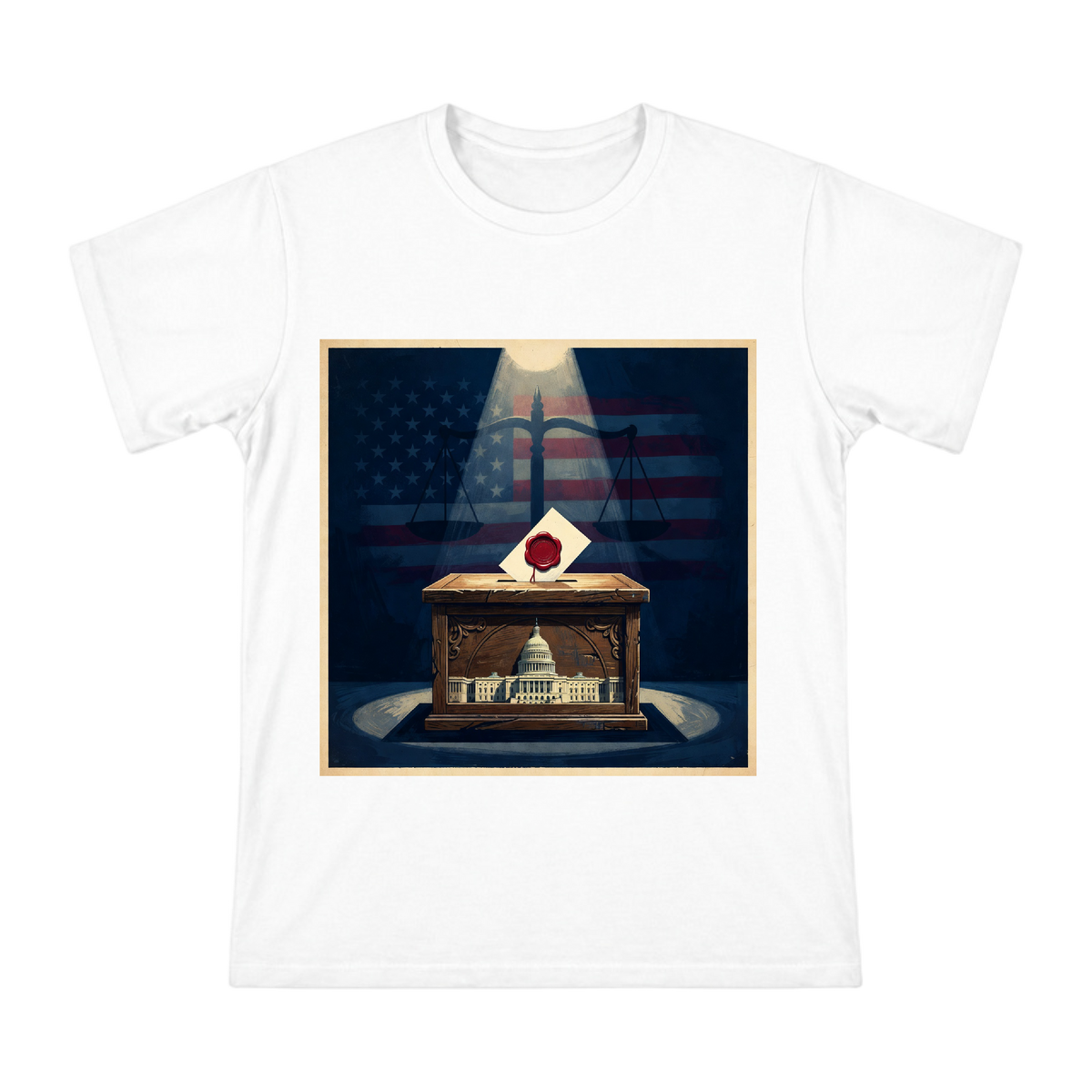 Vintage Wooden Voting Box with Capitol Dome and Wax Seal Men's Short Sleeve T-Shirt front [ai-pod:4738ebbee88b09b61b2021ff83c03d8a]