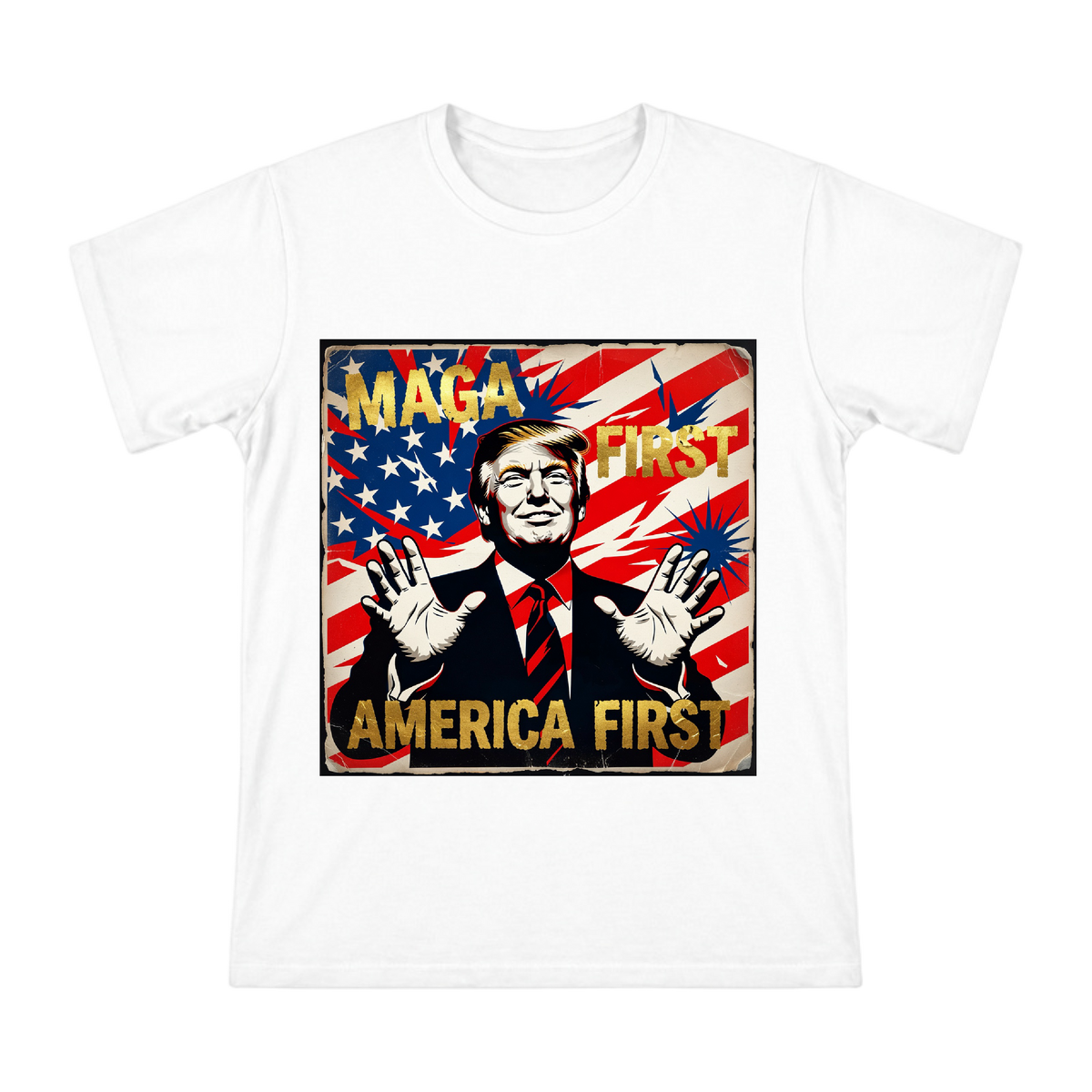 Retro MAGA Political Pop Art Men's Cotton T-Shirt front [ai-pod:d853977afb27d452abce568f0b4a2426]