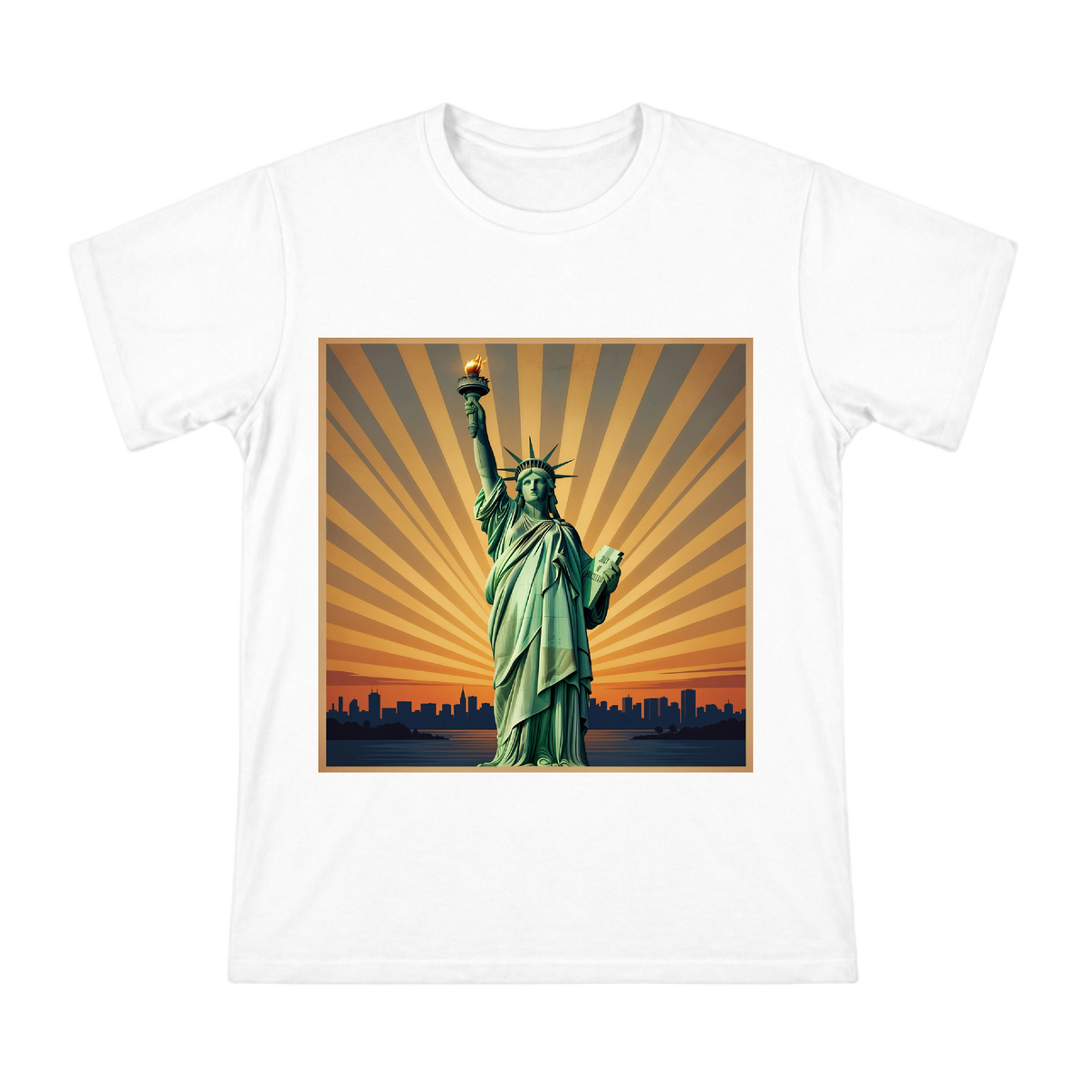 Statue of Liberty Torch Bearer Illustration Men's Custom Short Sleeve T-Shirt front [ai-pod:aee33497256b8a7399667f63a0dab976]