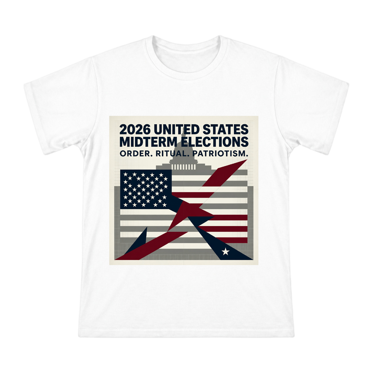 2026 US Midterm Election Order Patriotism Geometric Poster Men's Short Sleeve T-Shirt front [ai-pod:db54613b8f540cbf5b70c36de7818b25]