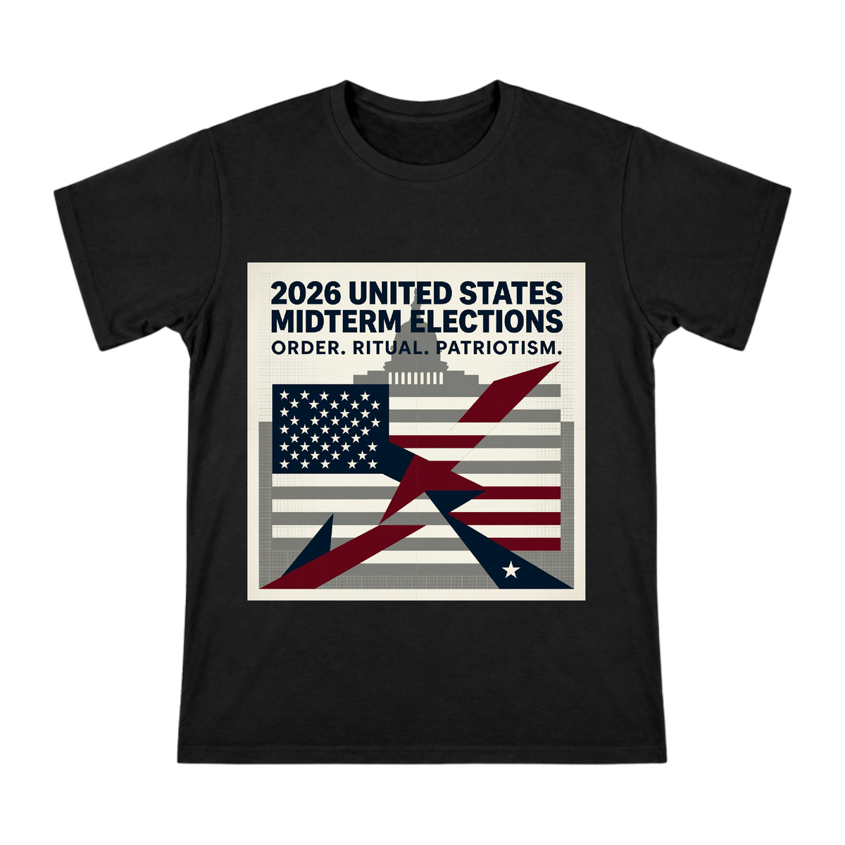 2026 US Midterm Election Order Patriotism Geometric Poster Men's Short Sleeve T-Shirt front [ai-pod:eb5b306c9d28876d0e94bc390522244c]