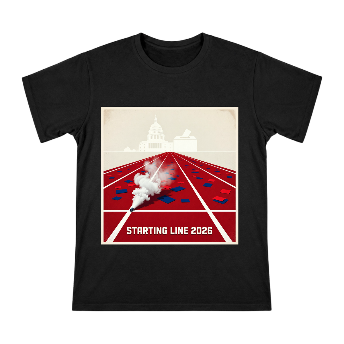 2026 Political Campaign Retro Poster Men's Cotton T-Shirt front [ai-pod:0c24ec5b68aae757a7a4d4e6a89147b2]