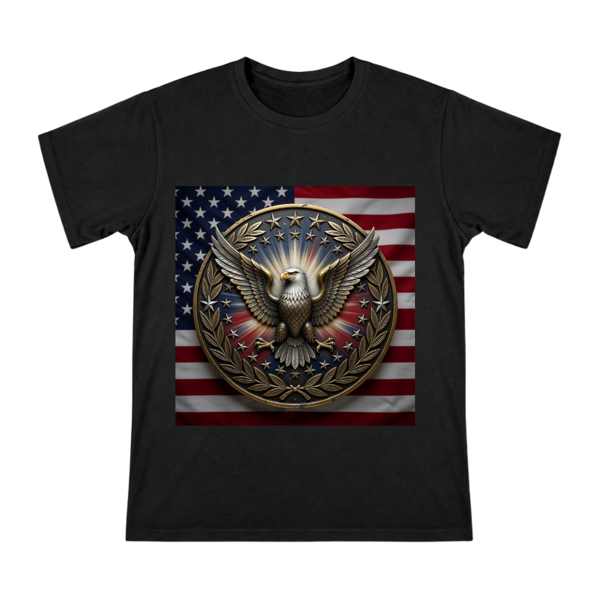 Vintage Metal Relief Eagle Badge Men's Short Sleeve T-Shirt front [ai-pod:71c257a9f625ddf5ce3b08470243d14a]
