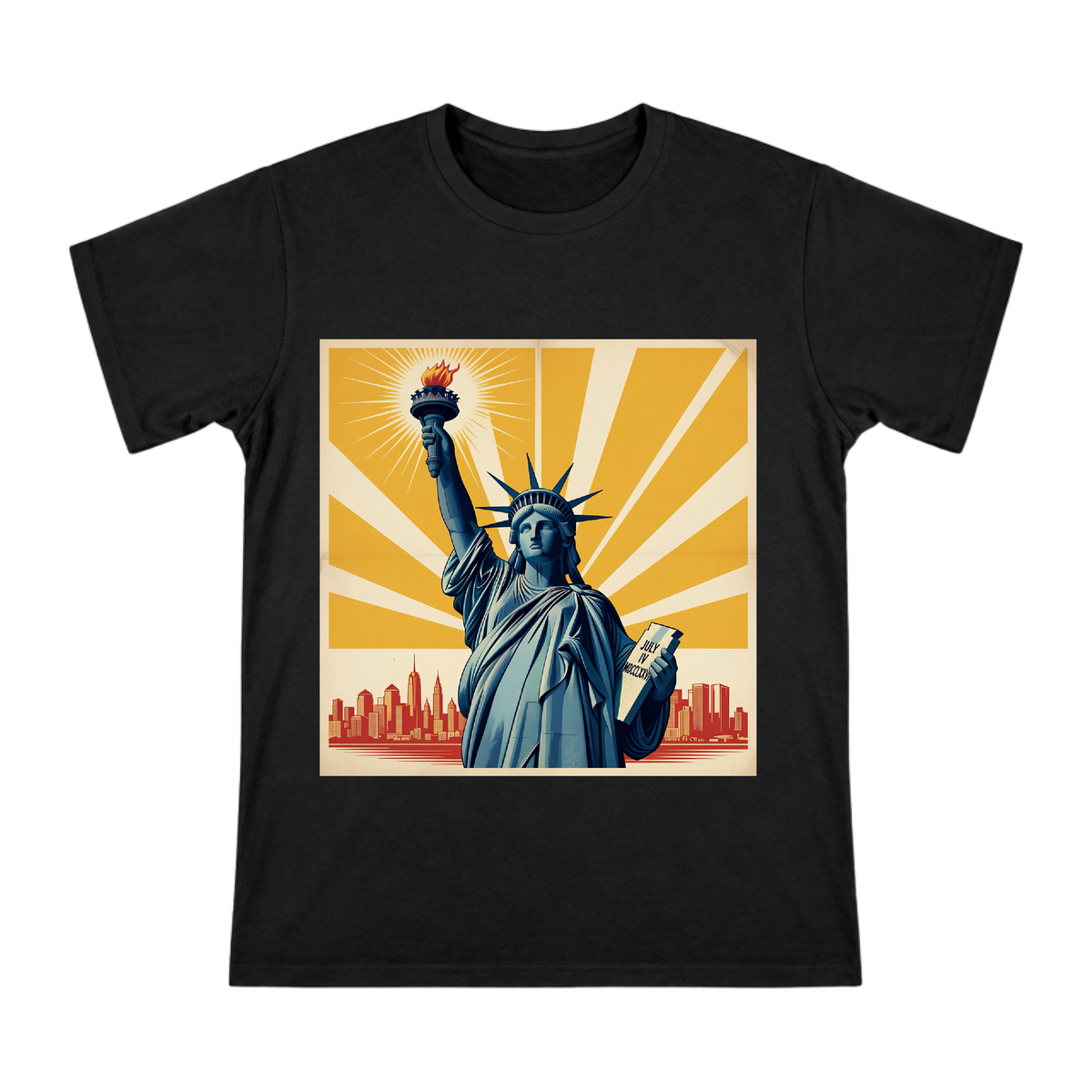 Statue of Liberty Vintage Illustration Men's Custom T-Shirt front [ai-pod:eef86231edc27a7a1ea8e3eff75067bf]