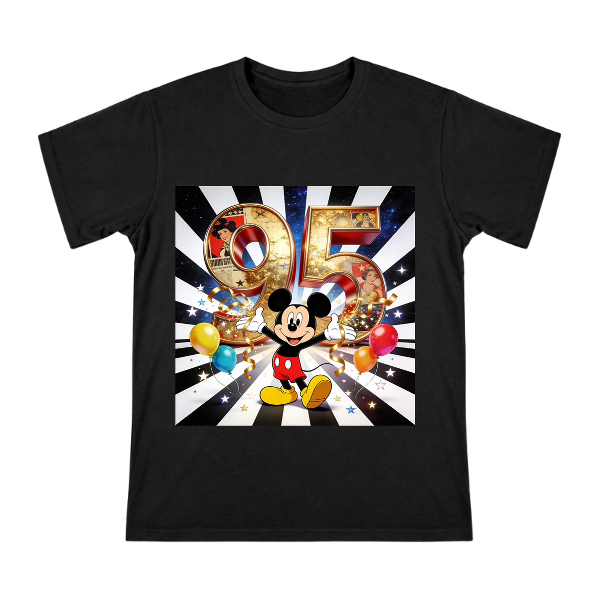 Mickey Mouse 95th Anniversary Retro Poster Men's T-Shirt front [ai-pod:b64c4a117e3b34d0de136f6a3b125454]